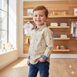 OshKosh B'gosh Beige Patterned Button-Down Shirt
